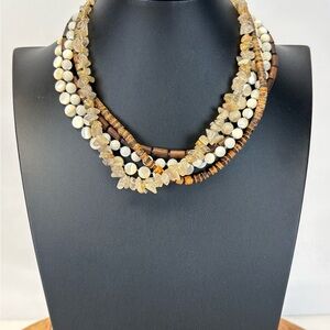 Silpada Multi-Strand 925 sterling clasp beaded necklace 18”